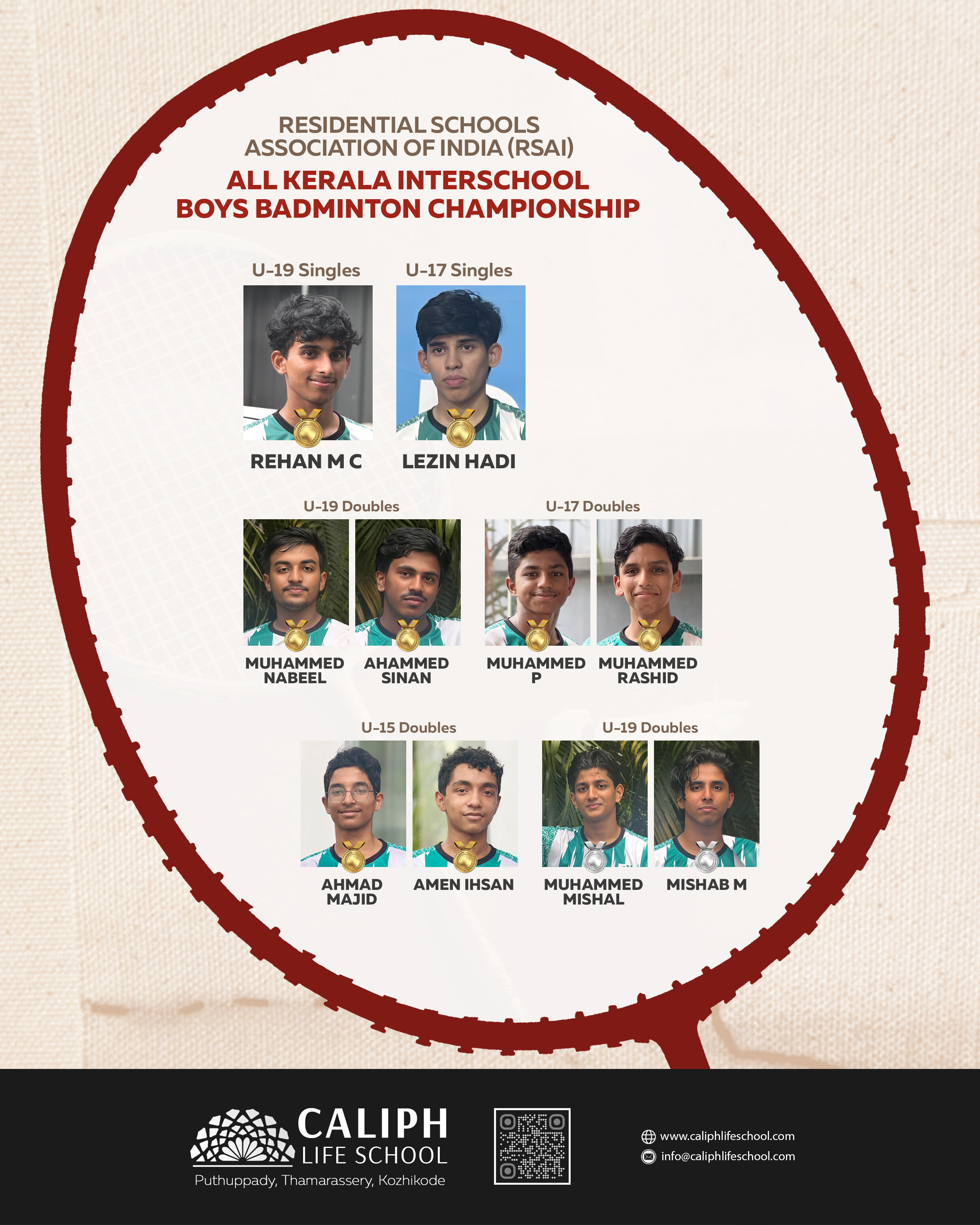 WINNERS OF INTERSCHOOL BADMINTON CHAMPIONSHIP